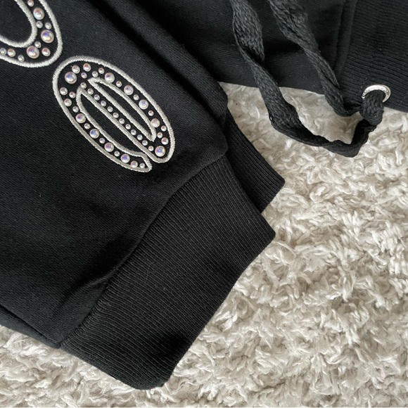 NWT BEBE JOGGERS DRAW STRING WAIST, SIZE US L, BLACK/SILVER - Picture 5 of 9